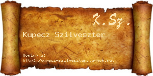 Kupecz Szilveszter névjegykártya